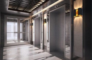 Elevators in a modern hotel.